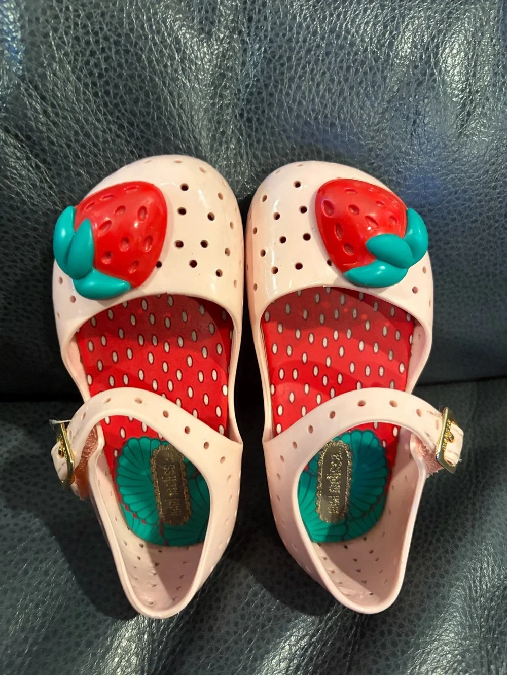 Mini Melissa Pink Strawberry Jelly Mary Jane Shoes